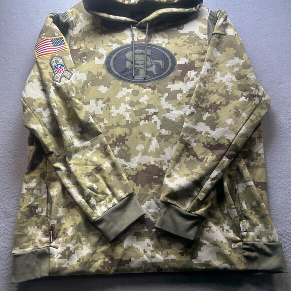 San Francisco 49ers Hoodie Mens XXL Camo NFL Football Salute to Service Nike - Picture 7 of 16